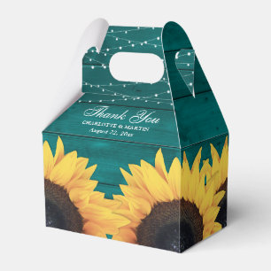 Caja Para Regalos Boda de girasol maderero verde azulado Gracias