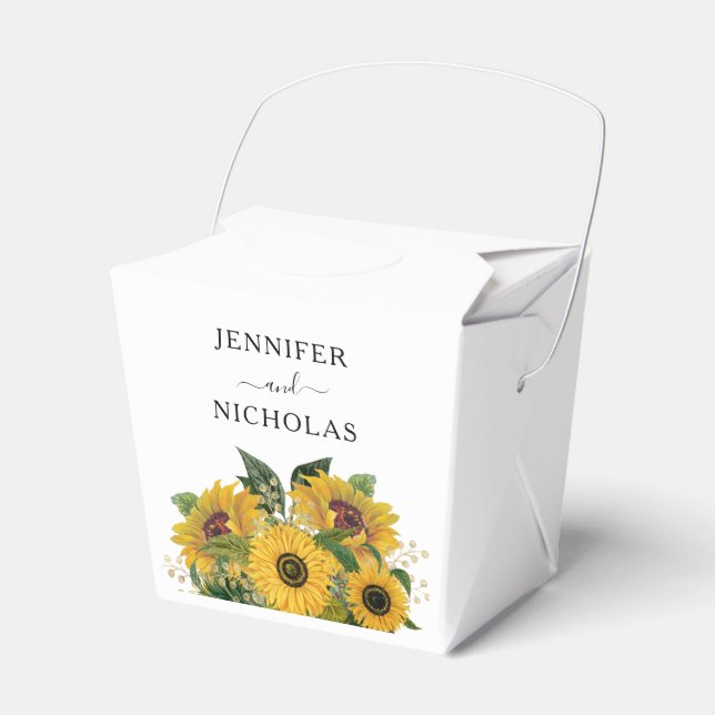 Caja Para Regalos Boda de girasoles florales elegantes (Front Side)