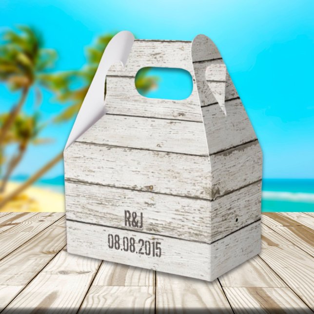 Caja Para Regalos boda de granero de granero blanco de época rústica (rustic vintage white barn wood barn wedding favor boxes)