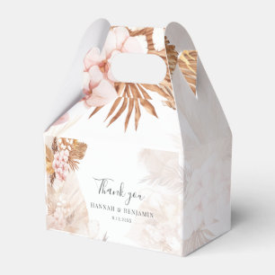 Caja Para Regalos Boda De Grasa Pampas Floral Rosa Gracias