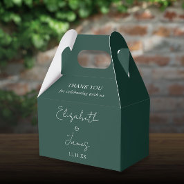 Caja Para Regalos Boda de guión elegante verde de Esmeralda Gracias