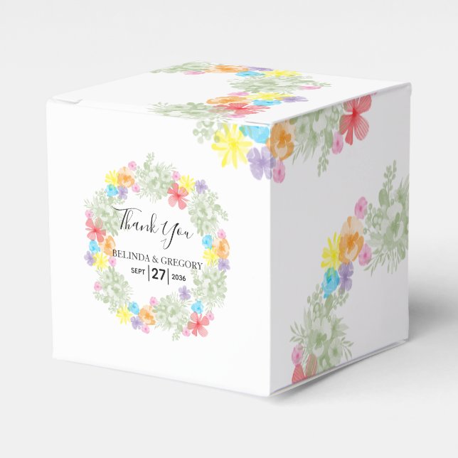 Caja Para Regalos Boda de guirnaldas florales rusas (Costado Anverso)