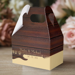 Caja Para Regalos Boda de Guitarra de Madera Roja y Tan Brown