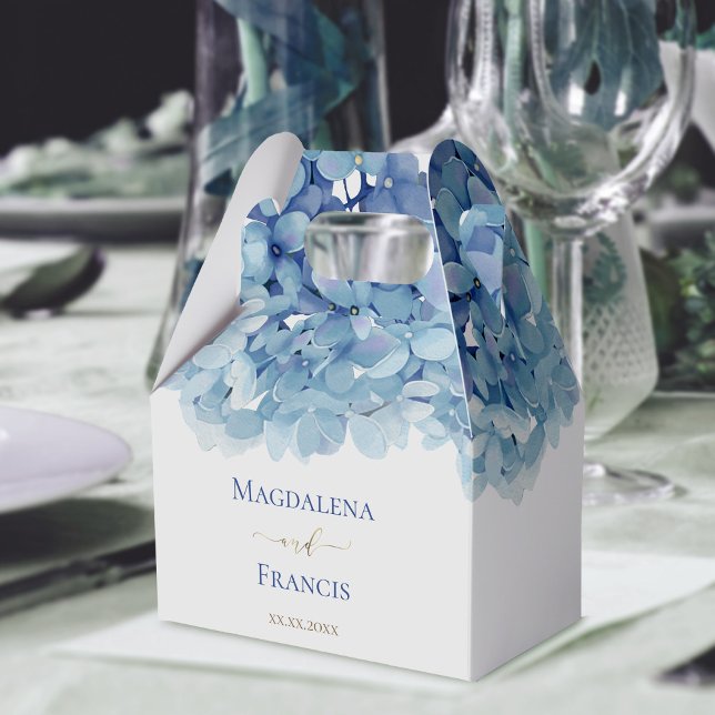 Caja Para Regalos boda de hidrangea azul acuarela (Subido por el creador)