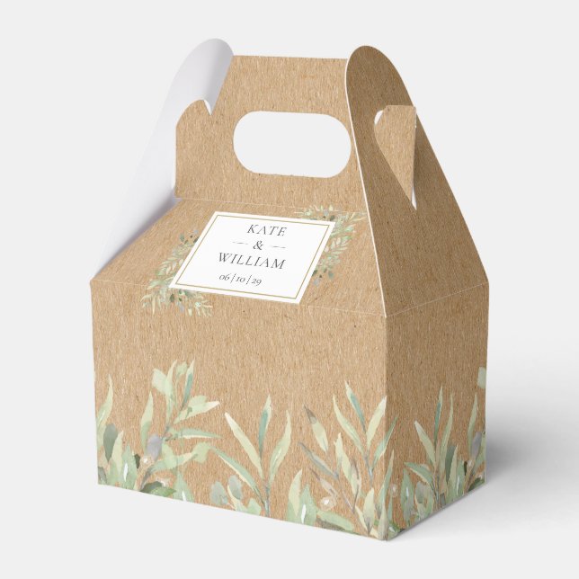 Caja Para Regalos Boda de hojas de Kraft rústico (Front Side)