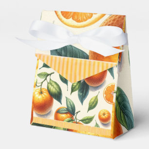 Caja Para Regalos Boda de hojas de naranja cítrica acuarela