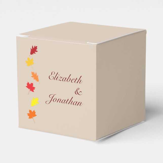 Caja Para Regalos Boda de hojas de otoño (Costado Anverso)