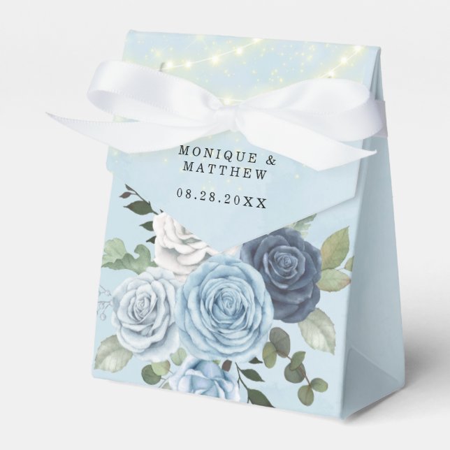 Caja Para Regalos Boda de iluminación de la Marina Azul de Dusty (Front Side)