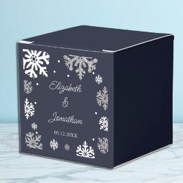 Caja Para Regalos Boda de invierno con copas de nieve azul de la mar
