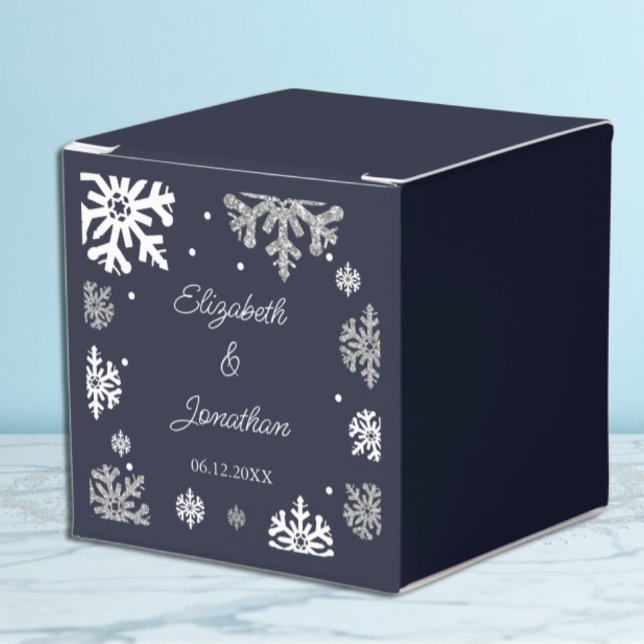 Caja Para Regalos Boda de invierno con copas de nieve azul de la mar (Subido por el creador)