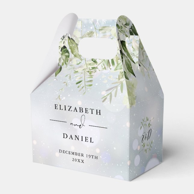 Caja Para Regalos Boda de invierno con vegetación floral monograma (Front Side)