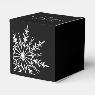 Caja Para Regalos Boda de invierno de copos de nieve negros y blanco