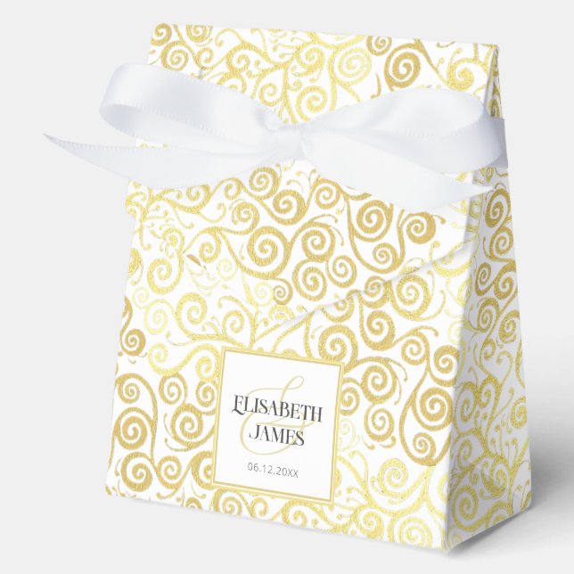 Caja Para Regalos Boda De Invierno De Moda Furiosa De Lujo  Blanco Y (Anverso)