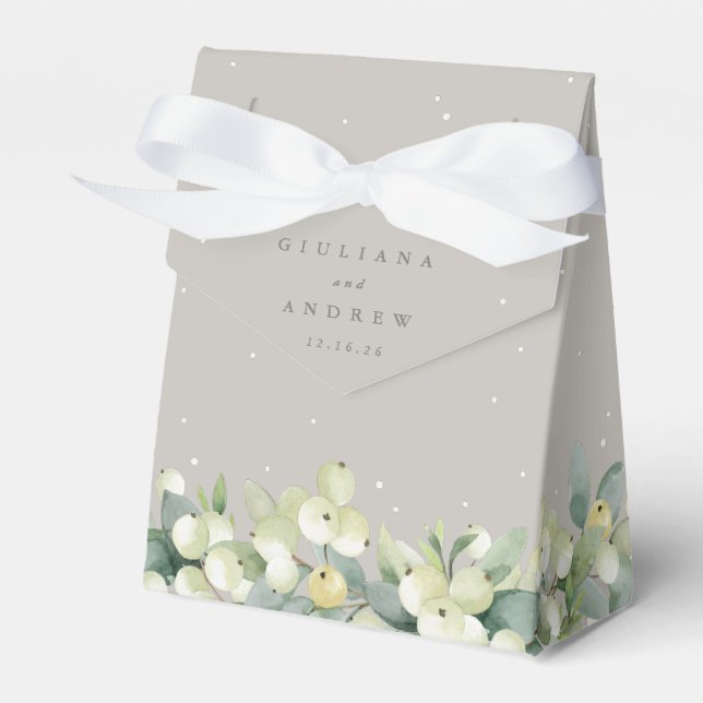 Caja Para Regalos Boda de invierno Greige Snowberry+Eucalyptus (Front Side)