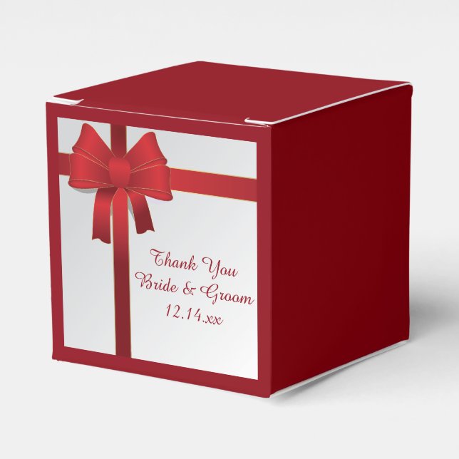 Caja Para Regalos Boda de Invierno Red Bows (Costado Anverso)