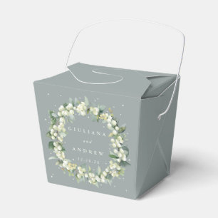 Caja Para Regalos Boda de Invierno Seafoam Green Snowberry+Eucalyptu