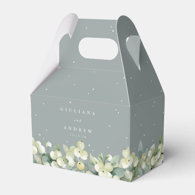 Caja Para Regalos Boda de Invierno Seafoam Green Snowberry+Eucalyptu (Front Side)