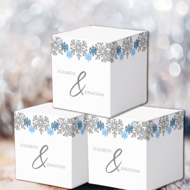 Caja Para Regalos Boda de Invierno Silver Blue Snowflakes (Subido por el creador)