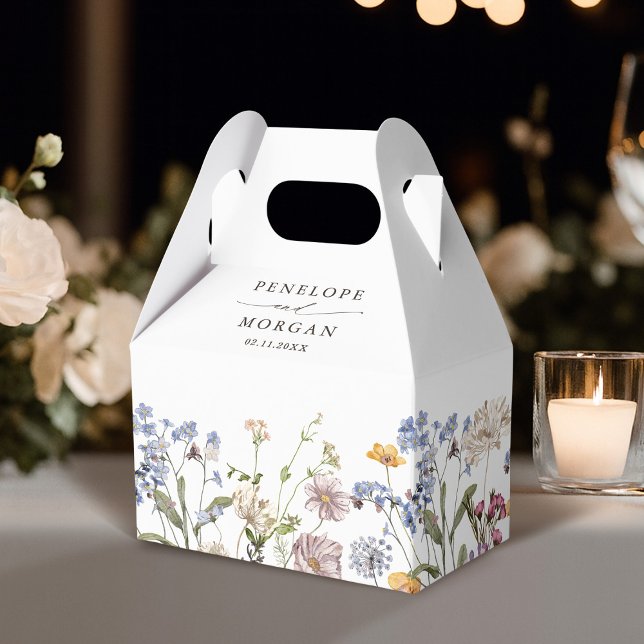 Caja Para Regalos Boda de jardín de flores silvestres de primavera c (Colorful Spring Wildflower Meadow Garden Wedding Favor Boxes)