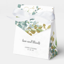 Caja Para Regalos Boda de la acuarela del eucalipto verde y dorado