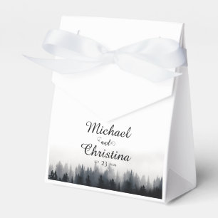 Caja Para Regalos Boda de la naturaleza del bosque de abeto de niebl