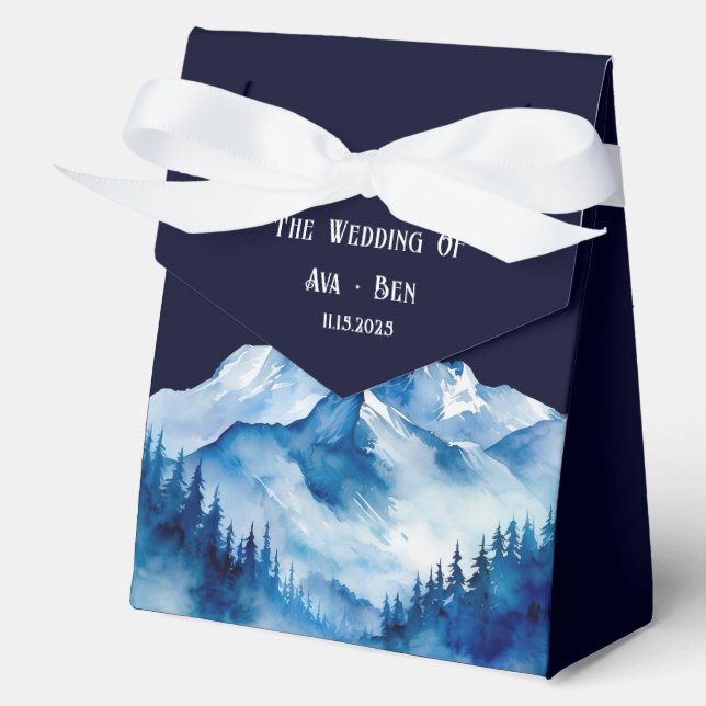 Caja Para Regalos Boda de las Montañas Nevadas Blancas Azules de Inv (Anverso)