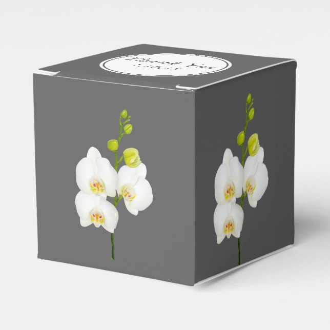 Caja Para Regalos Boda de las orquídeas blancas gracias (Costado Anverso)