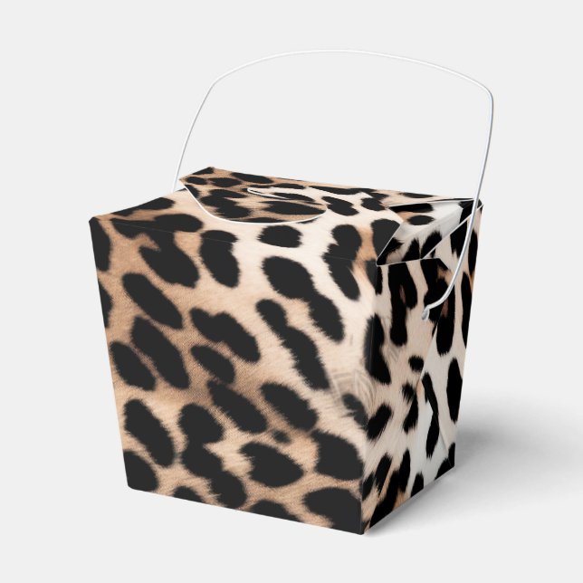 Caja Para Regalos Boda de leopardo de melocotón negro crema (Front Side)