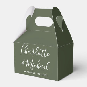 Caja Para Regalos Boda de letra script elegante verde oliva