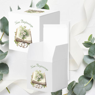 Caja Para Regalos Boda de libro abierto floral de nuevos comienzos