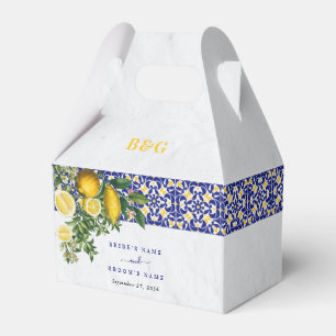 Caja Para Regalos Boda de limón azul blanco amarillo mediterráneo