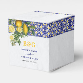 Caja Para Regalos Boda de limón azul blanco amarillo mediterráneo