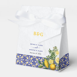 Caja Para Regalos Boda de limón azul blanco amarillo mediterráneo