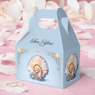 Caja Para Regalos Boda de lujo en la playa con conchas marinas azul