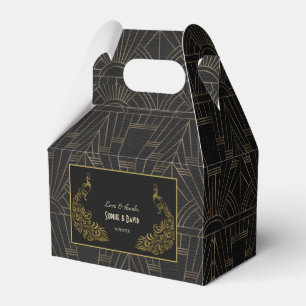 Caja Para Regalos Boda de lujo Peacock Gold Black Art Deco