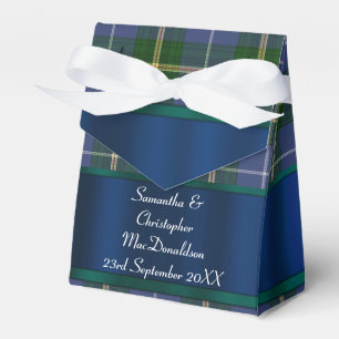 Caja Para Regalos Boda de manitas de tartán azul y verde