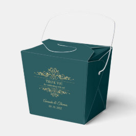 Caja Para Regalos Boda de marco dorado elegante verde gasolina
