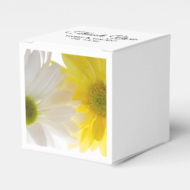 Caja Para Regalos Boda de margaritas amarillas y blancas (Costado Anverso)