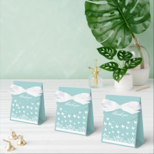 Caja Para Regalos Boda de mariposas blancas azul claro Gracias