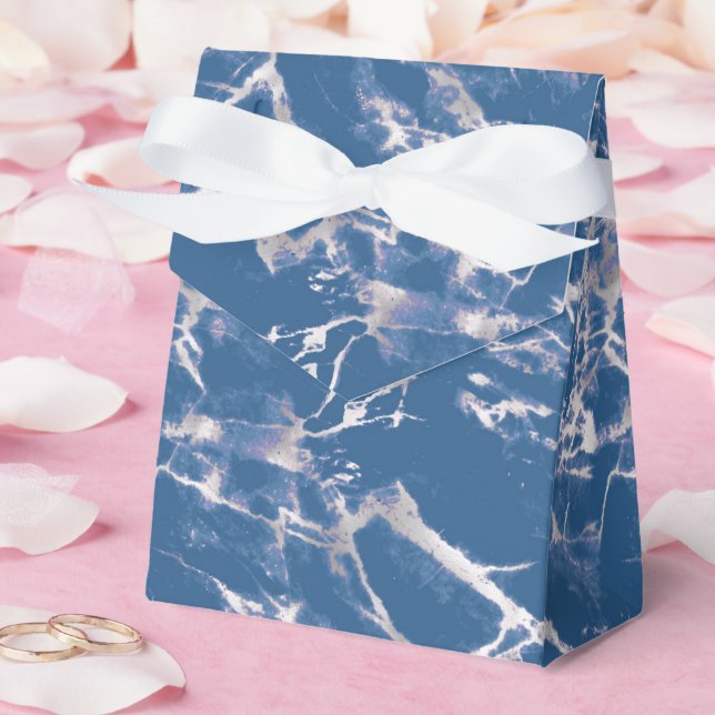 Caja Para Regalos Boda de Mármol Azul Plateado (Boda)