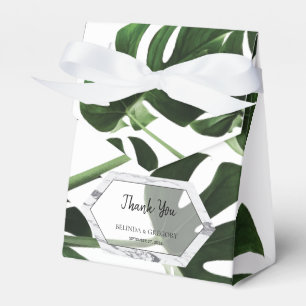 Caja Para Regalos Boda de Mármol de Monstera Tropical