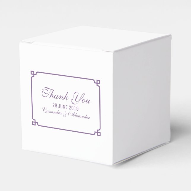 Caja Para Regalos Boda de Moda de deco morado (Costado Anverso)