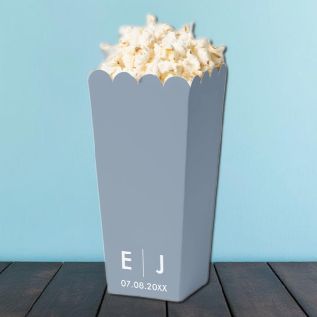 Caja Para Regalos Boda de monograma azul y blanco turbio (Subido por el creador)