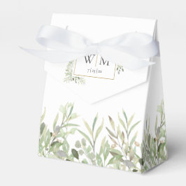 Caja Para Regalos Boda de Monograma de Follaje Verde Elegante