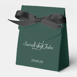 Caja Para Regalos Boda de Monograma de Nombre Verde Esmeralda y Dora