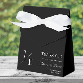 Caja Para Regalos Boda de monograma minimalista | Negro