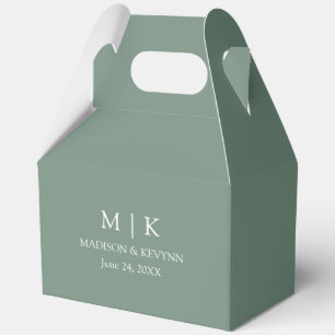 Caja Para Regalos Boda de monograma minimalista Sage Green Gable