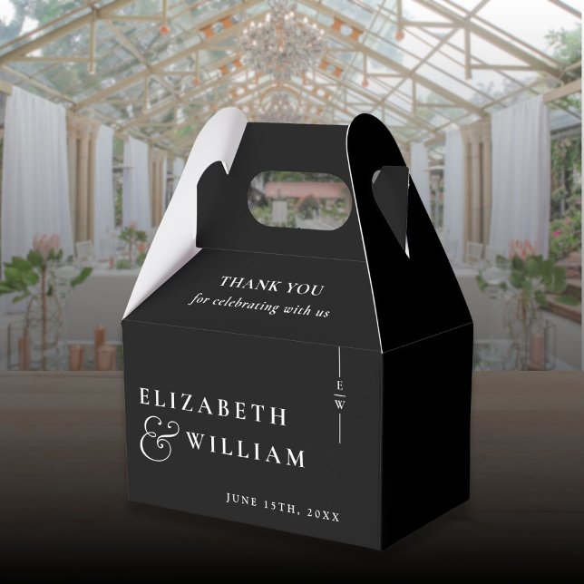 Caja Para Regalos Boda De Monograma Moderno Blanco Y Negro Gracias (Subido por el creador)
