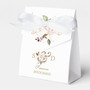 Caja Para Regalos Boda de monograma Rubor Gold Flowers