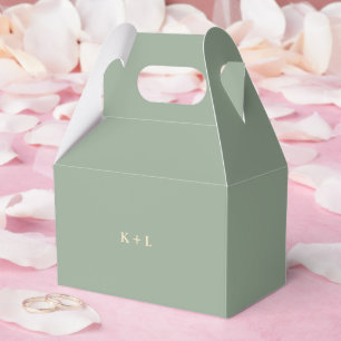Caja Para Regalos Boda de Monograma Simple Verde Sage Moderno